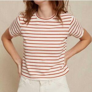 AMO Babe Cotton Striped Cropped Tee Size XL